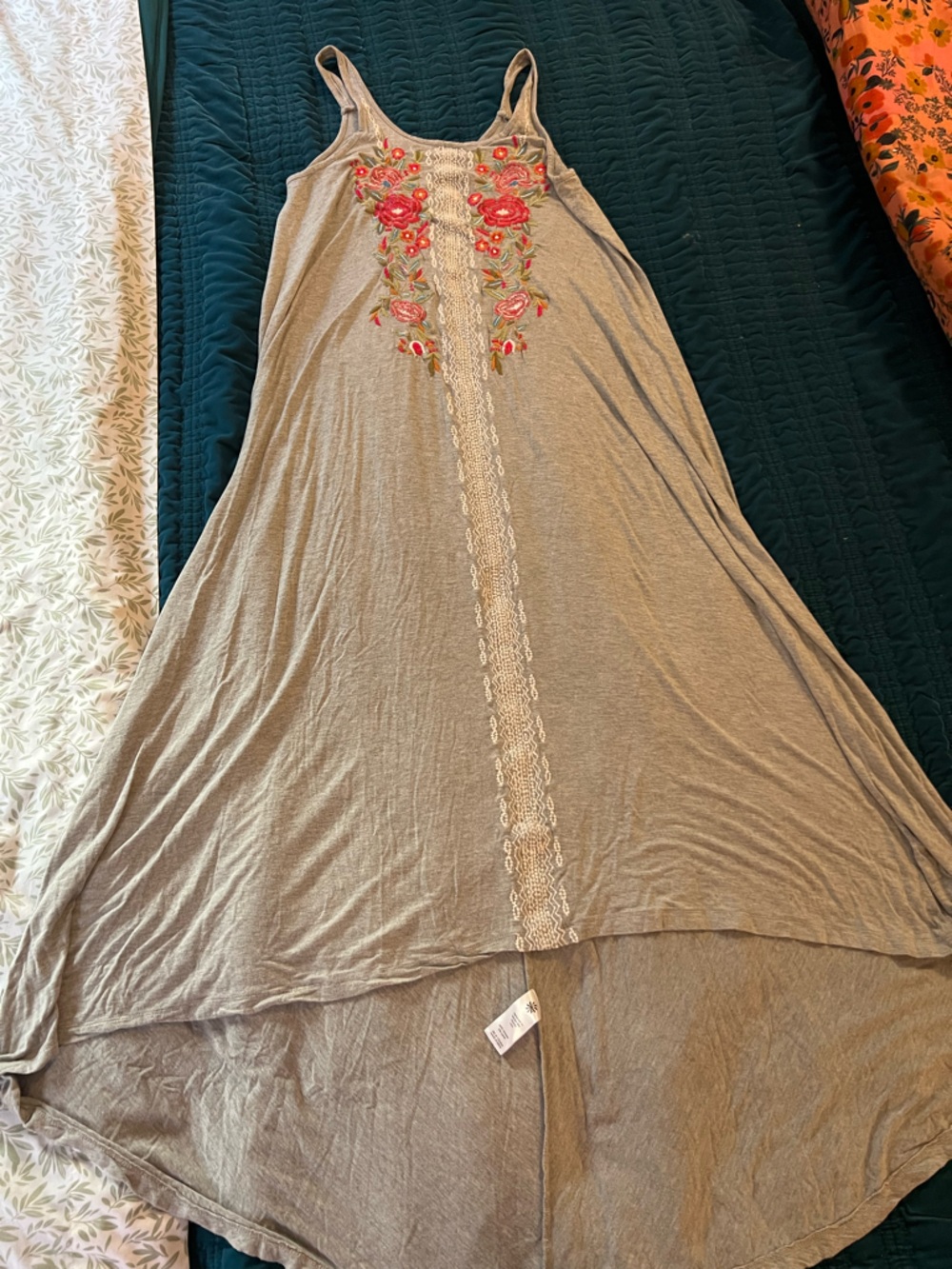 CAITE high low maxi dress embroidered floral size s